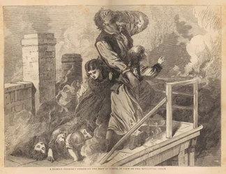 Une famille piégée sur le toit d